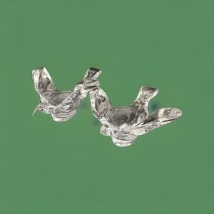 Princess House Crystal Pair Of Art Glass Flying Birds Dove Trinket Candy‎ Dish